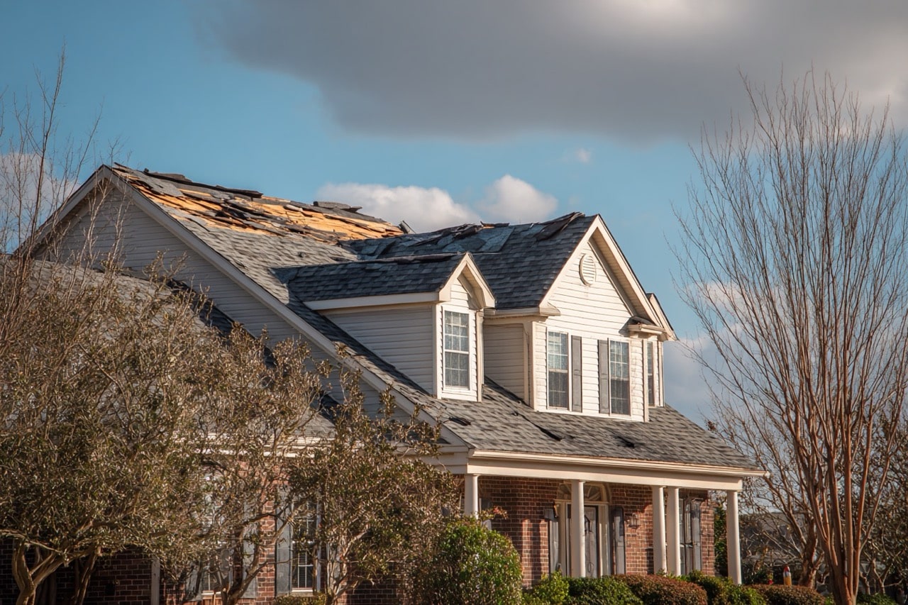 Maryland homeowner reviewing storm damage with real estate professional